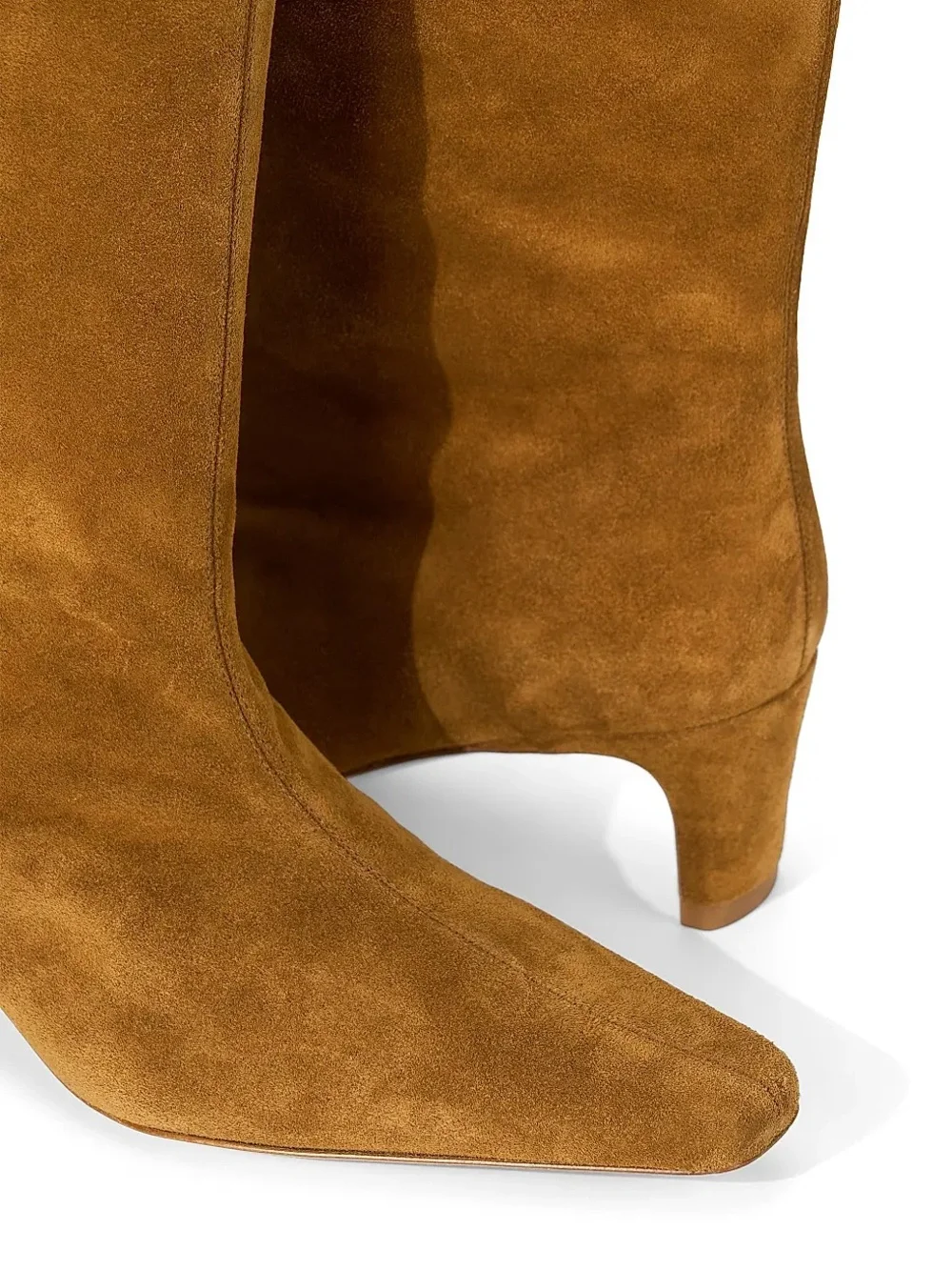 Staud Wally Women's Suede Mid-Calf Pointed-Toe Boots - Tan - Picture 2 of 3